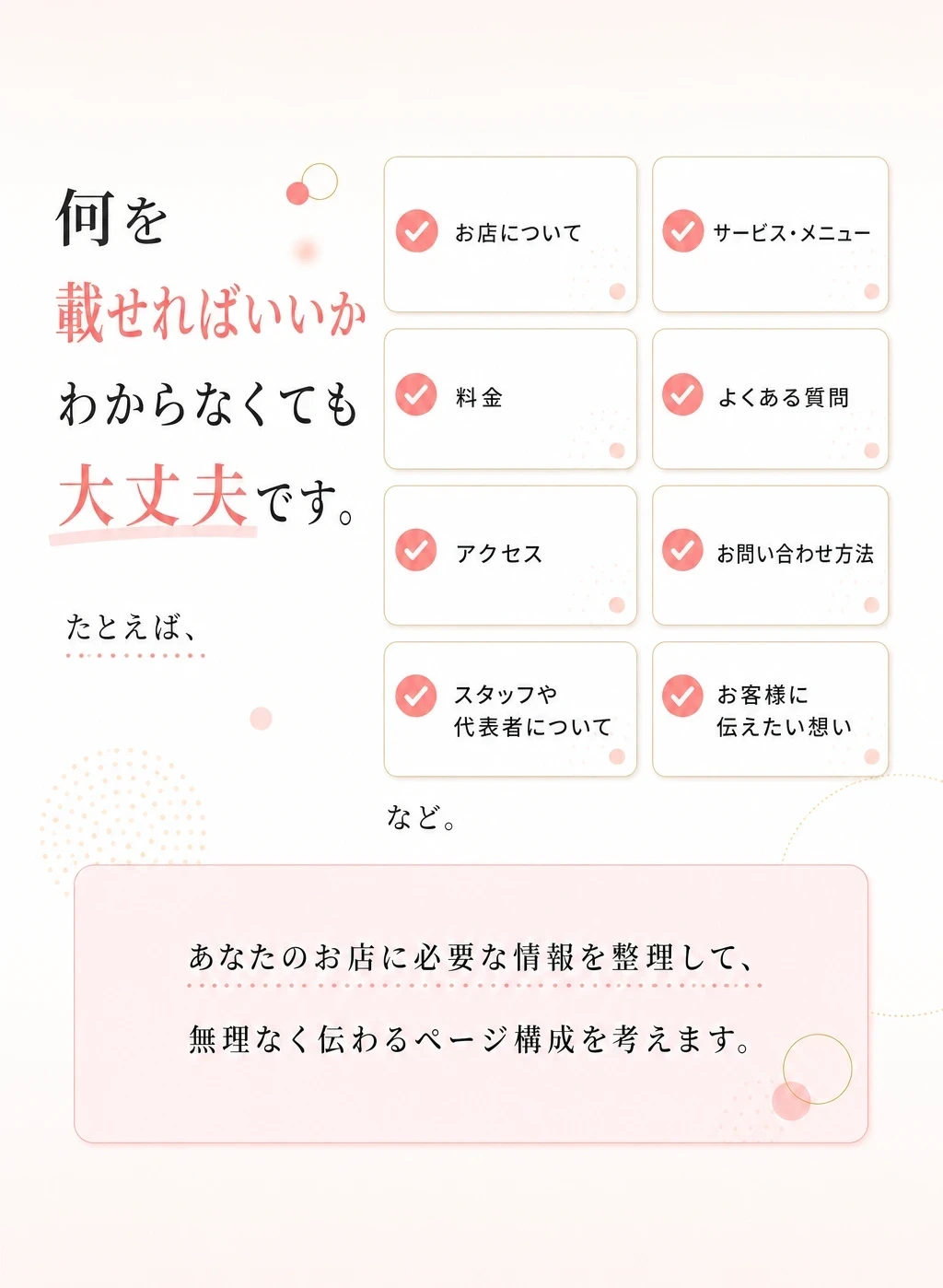 何を載せるか一緒に整理